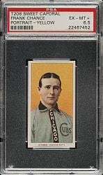 1909-1911 T206 White Border Frank Chance Portrait Yellow Background PSA EX-MT+ 6.5