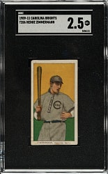 1909-1911 T206 White Border Heinie Zimmerman SGC GOOD+ 2.5 by SGC - Carolina Brights Back