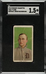 1909-1911 T206 White Border Ty Cobb Portrait Green Background SGC FAIR 1.5