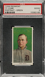 1909-1911 T206 White Border Ty Cobb Portrait Green Background PSA GOOD 2