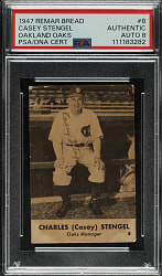 Signed 1947 Remar Bread Oakland Oaks #8 Casey Stengel PSA/DNA NM-MT 8 - 1 of 1 - Highest Graded!