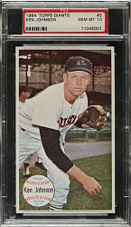 1964 Topps Giants #2 Ken Johnson PSA GEM MINT 10
