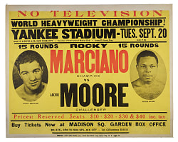 1955 Rocky Marciano vs. Archie Moore World Heavyweight Championship On-Site Fight Poster - Marciano's Final Fight