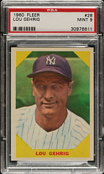 1960 Fleer Baseball Greats #28 Lou Gehrig PSA MINT 9