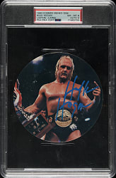 Signed 1983 Cosmos Menko Disk Large Hulk Hogan PSA NM-MT 8 with MINT 9 Signature