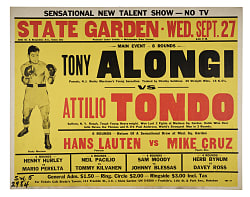 1961 Tony Alongi vs. Attilio Tondo On-Site Fight Poster - Rocky Marciano's Protege!