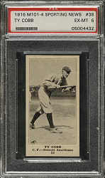1916 M101-4 Sporting News #38 Ty Cobb PSA EX-MT 6
