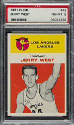1961-1962 Fleer Basketball #43 Jerry West Rookie PSA NM-MT 8