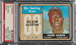 1968 Topps #370 Hank Aaron All-Star PSA GEM MINT 10