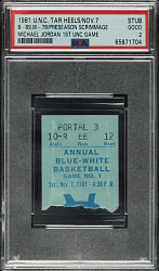1981 Michael Jordan First University of North Carolina Game Ticket Stub PSA GOOD 2