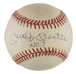 Mickey Mantle Single-Signed Baseball with "NO. 7" Inscription - Upper Deck
