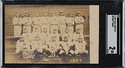 1907 Detroit Tigers Real-Photo Team Postcard with Ty Cobb Rookie SGC GOOD 2