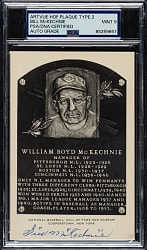 Signed 1956-1963 Artvue (Type 2) Black-and-White Hall of Fame Postcard Bill McKechnie PSA/DNA MINT 9