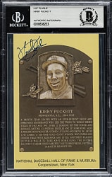 Kirby Puckett Signed Yellow Hall of Fame Postcard - Beckett
