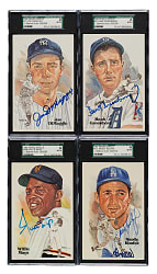 Signed 1980 to 1989 Perez-Steele Hall of Fame Postcard Collection (18) Including DiMaggio, Koufax, Mays, and Greenberg - All SGC/JSA Encapsulated!