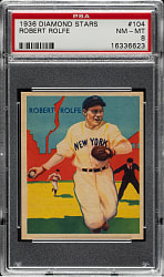 1934-1936 R327 Diamond Stars #104 Red Rolfe High Number PSA NM-MT 8