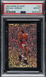1992-1993 Panini Sticker Basketball #102 Michael Jordan Foil PSA GEM MINT 10