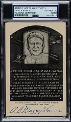 Signed 1953-1955 Artvue (Type 1) Black-and-White Hall of Fame Postcard Dazzy Vance - PSA/DNA