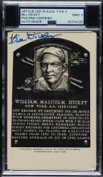 Signed 1956-1963 Artvue (Type 2) Black-and-White Hall of Fame Postcard Bill Dickey PSA/DNA MINT 9