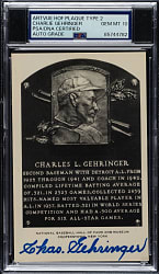 Signed 1956-1963 Artvue (Type 2) Black-and-White Hall of Fame Postcard Charlie Gehringer PSA/DNA GEM MINT 10