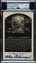 Signed 1956-1963 Artvue (Type 2) Black-and-White Hall of Fame Postcard Charlie Gehringer PSA/DNA MINT 9