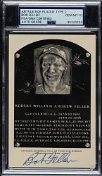 Signed 1956-1963 Artvue (Type 2) Black-and-White Hall of Fame Postcard Bob Feller PSA/DNA GEM MINT 10