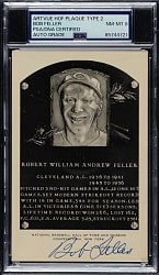 Signed 1956-1963 Artvue (Type 2) Black-and-White Hall of Fame Postcard Bob Feller PSA/DNA NM-MT 8