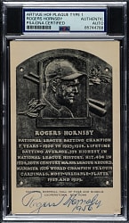 Signed 1953-1955 Artvue (Type 1) Black-and-White Hall of Fame Postcard Rogers Hornsby - PSA/DNA