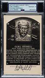Signed 1956-1963 Artvue (Type 2) Black-and-White Hall of Fame Postcard Carl Hubbell PSA/DNA GEM MINT 10