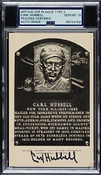 Signed 1956-1963 Artvue (Type 2) Black-and-White Hall of Fame Postcard Carl Hubbell PSA/DNA GEM MINT 10