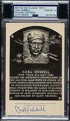 Signed 1956-1963 Artvue (Type 2) Black-and-White Hall of Fame Postcard Carl Hubbell PSA/DNA GEM MINT 10