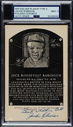 Signed 1956-1963 Artvue (Type 2) Black-and-White Hall of Fame Postcard Jackie Robinson PSA/DNA MINT 9