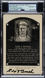 Signed 1956-1963 Artvue (Type 2) Black-and-White Hall of Fame Postcard Edd Roush PSA/DNA GEM MINT 10