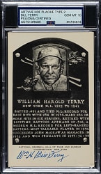 Signed 1956-1963 Artvue (Type 2) Black-and-White Hall of Fame Postcard Bill Terry PSA/DNA GEM MINT 10