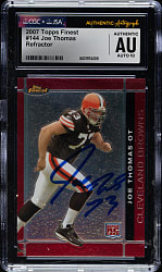 Signed 2007 Topps Finest Refractor Football #144 Joe Thomas Rookie CGC/JSA GEM MINT 10