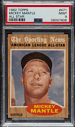 1962 Topps #471 Mickey Mantle All-Star PSA MINT 9 - Highest Graded!