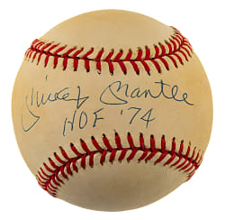 Mickey Mantle Single-Signed Baseball with "HOF '74" Inscription - JSA