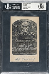 Signed 1953-1955 Artvue (Type 1) Black-and-White Hall of Fame Postcard Cy Young Beckett MINT 9