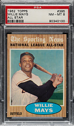 1962 Topps #395 Willie Mays All-Star PSA NM-MT 8