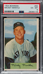 1954 Bowman #65 Mickey Mantle PSA EX-MT 6