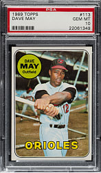 1969 Topps #113 Dave May PSA GEM MINT 10