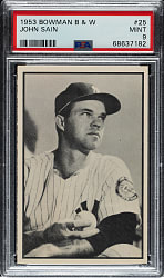 1953 Bowman Black & White #25 Johnny Sain PSA MINT 9