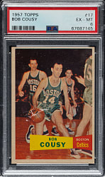 1957-1958 Topps Basketball #17 Bob Cousy Rookie PSA EX-MT 6