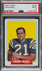 1964 Topps Football #159 John Hadl Rookie PSA MINT 9