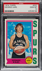 1974-1975 Topps Basketball #257 George Karl PSA GEM MINT 10