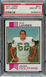 1973 Topps Football #341 Jim Langer PSA GEM MINT 10