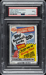 1985 Topps Unopened Cello Pack PSA MINT 9 - Mark McGwire Rookie on Top