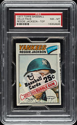 1977 Topps Unopened Cello Pack PSA NM-MT 8 - Reggie Jackson on Top