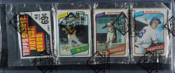 1980 Topps Unopened Rack Pack - Rickey Henderson Rookie on Top - BBCE