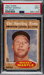 1962 Topps #471 Mickey Mantle All-Star PSA MINT 9